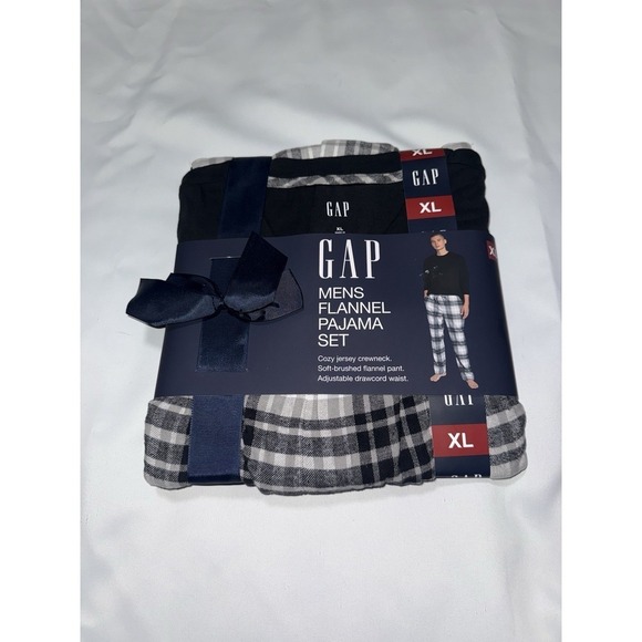GAP Other - Gap Flannel Pajama Set Mens Size XL Plaid Crewneck Drawstring Stretch